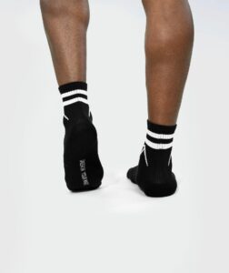 Unisex Stripes Short Crew Cotton Socks - Pack of 3 Black thumbnail 2
