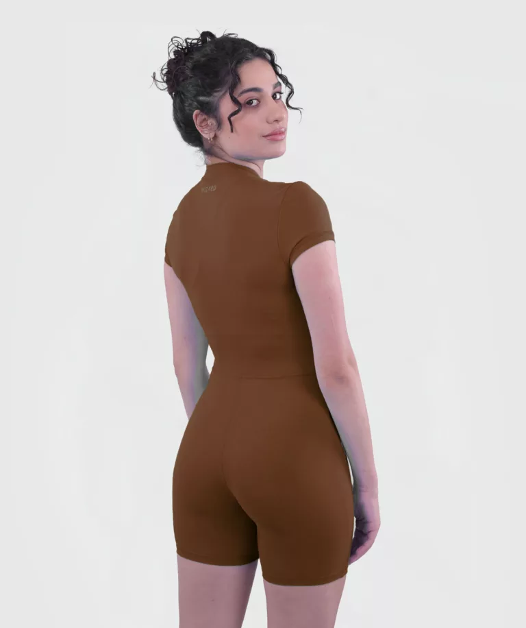 Women Crafted Jumpsuit With Zipper Brown Image 2