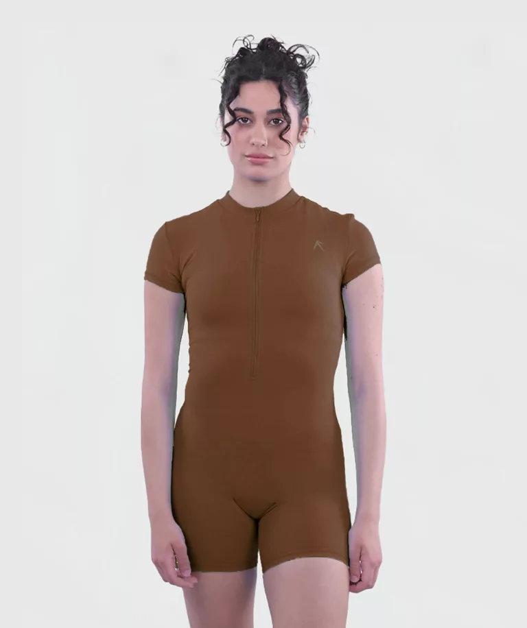 Women Crafted Jumpsuit With Zipper Brown Image 5