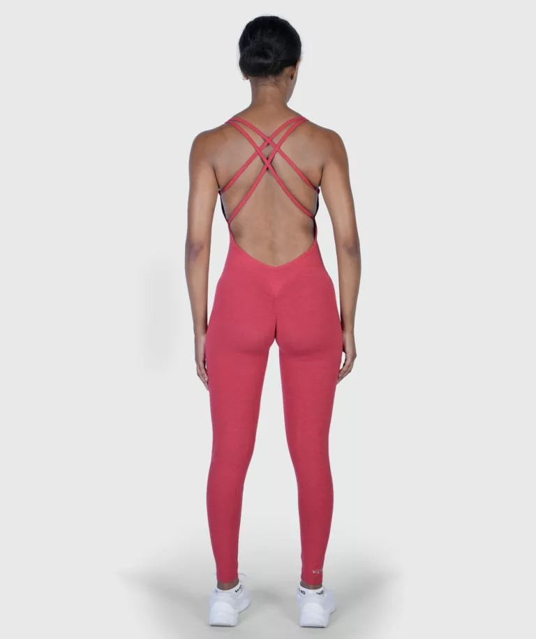 Women Strappy Backless Jumpsuit Red-Marl Image 2
