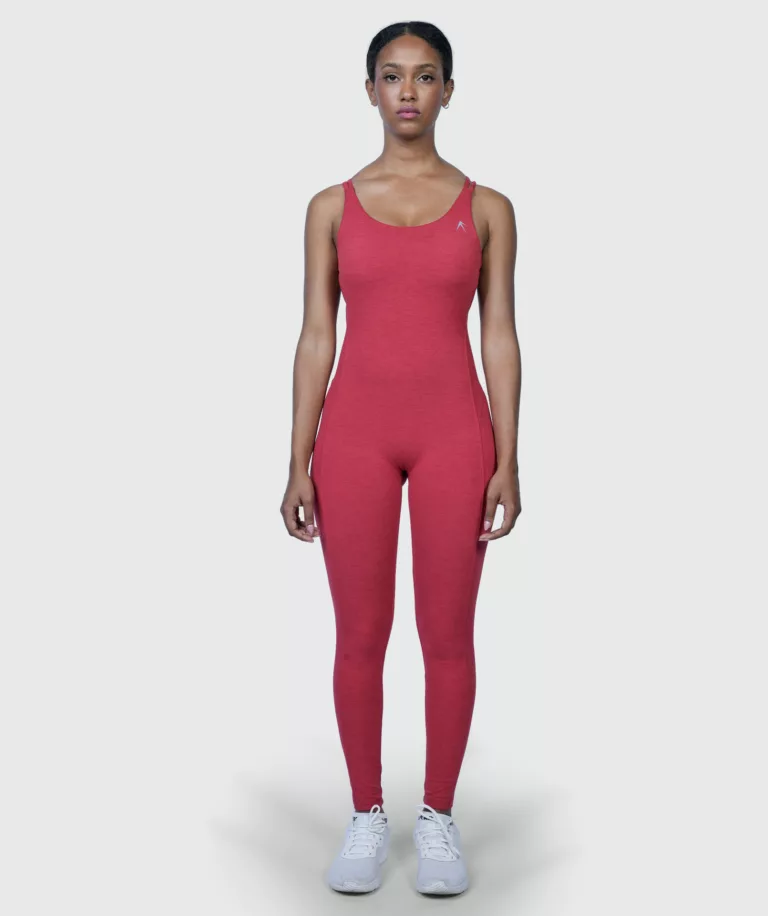 Women Strappy Backless Jumpsuit Red-Marl Main Image