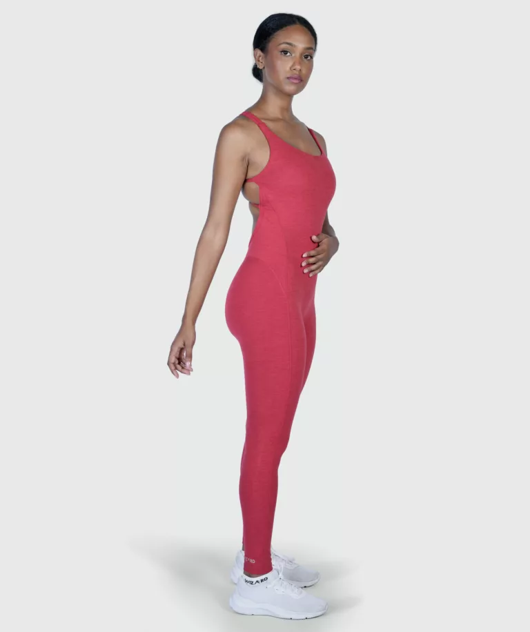 Women Strappy Backless Jumpsuit Red-Marl Image 5