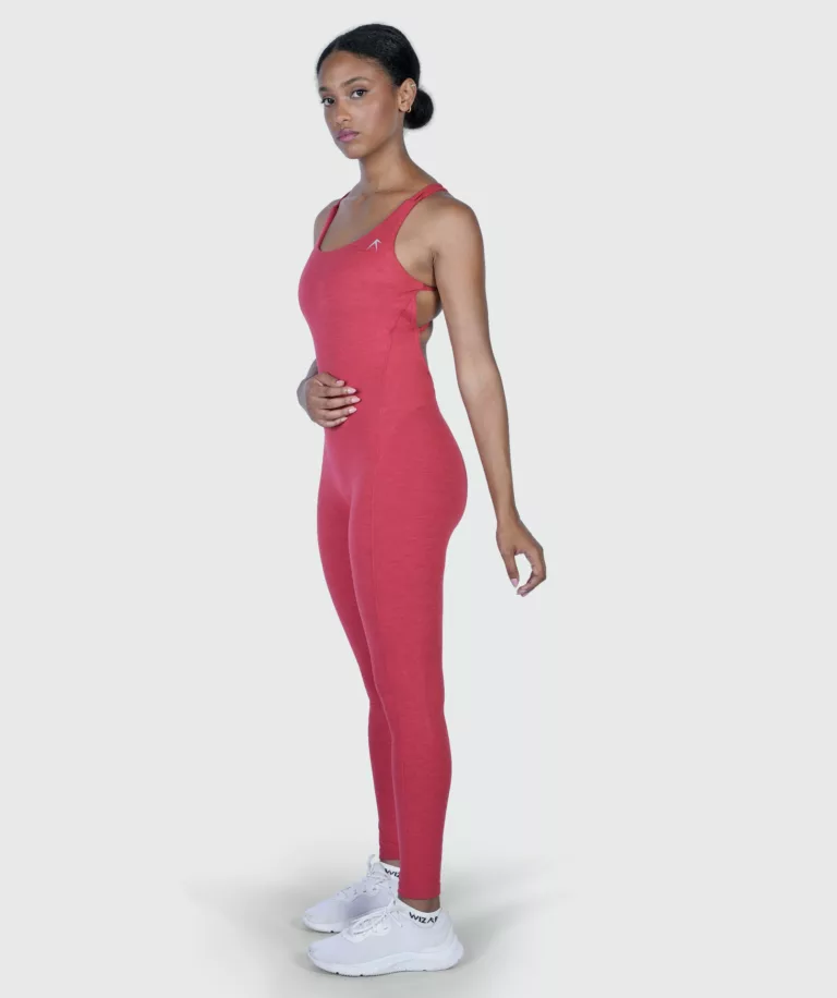 Women Strappy Backless Jumpsuit Red-Marl Image 7